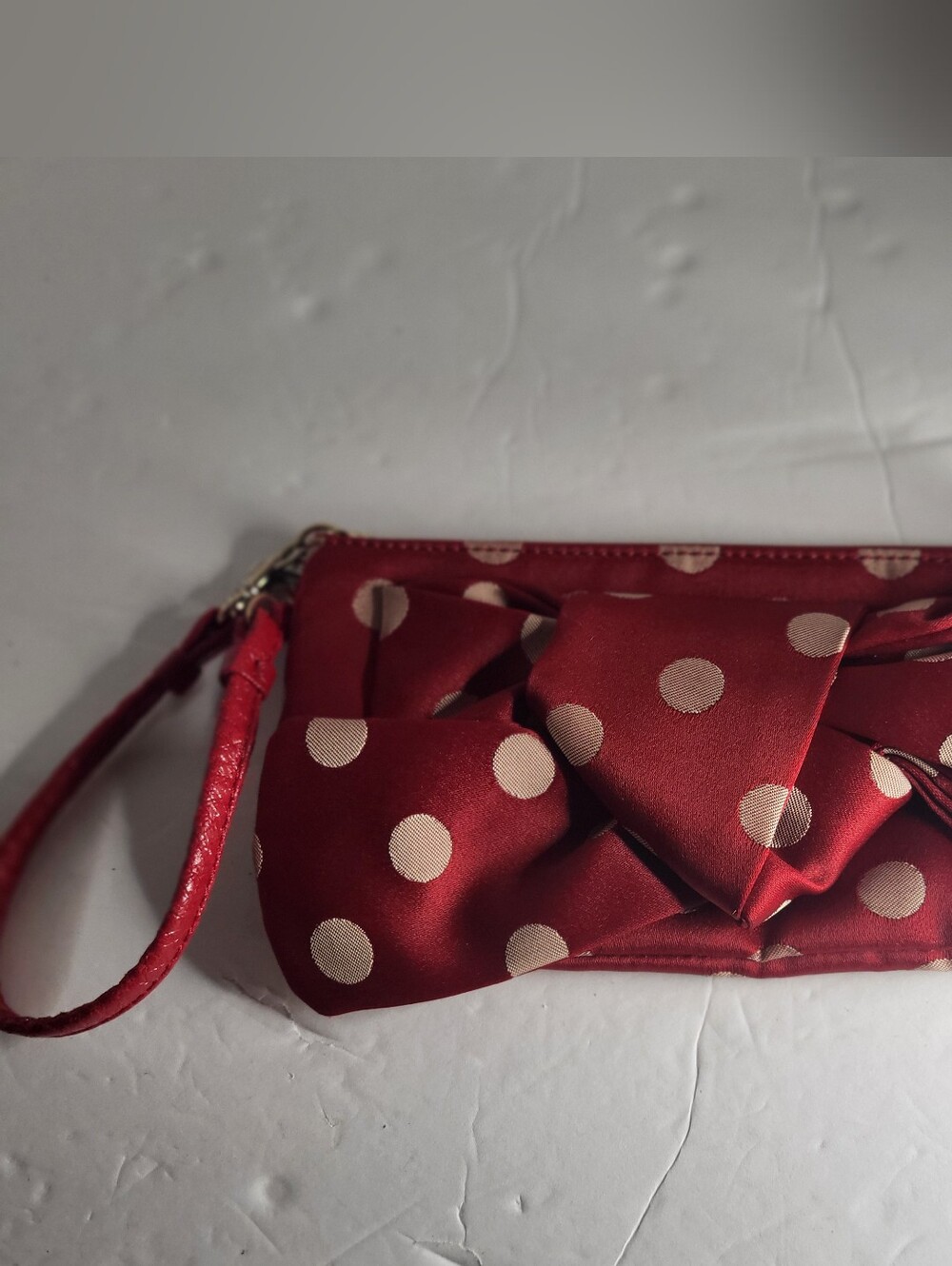 Jessica Simpson Red Polka Dot Bow Wristlet Clutch
